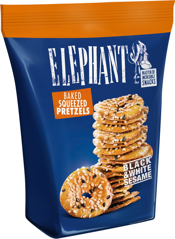 1105 - ELEPHANT Pretzels with Black&White Sesame 6.35oz(180g